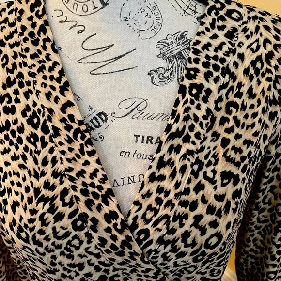BCBGMaxAzria Leopard Print Faux Wrap Dress Size Medium - Picture 4 of 8